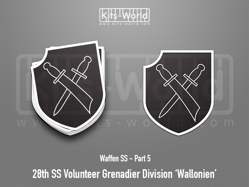 Kitsworld SAV Sticker - Waffen SS - 28th SS Volunteer Grenadier Division ‘Wallonien’ W:83mm x H:100mm 
